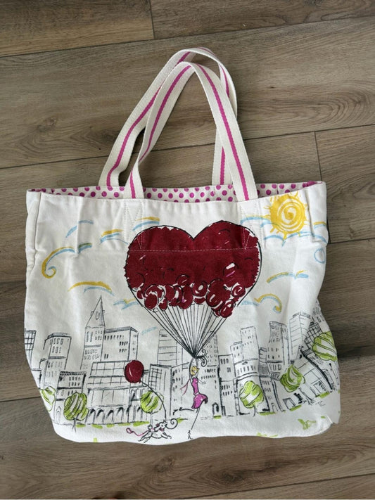 Brighton 'Follow Your Heart' Canvas Tote Bag with Paris Artwork dots