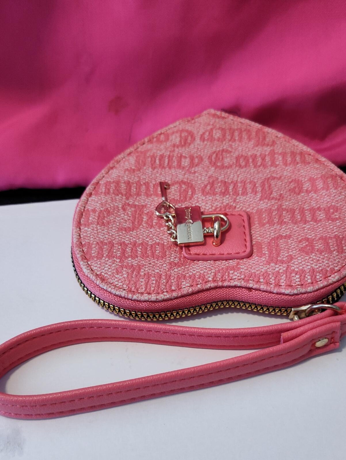 Juicy Couture Pink Heart Wristlet Crossbody Bag