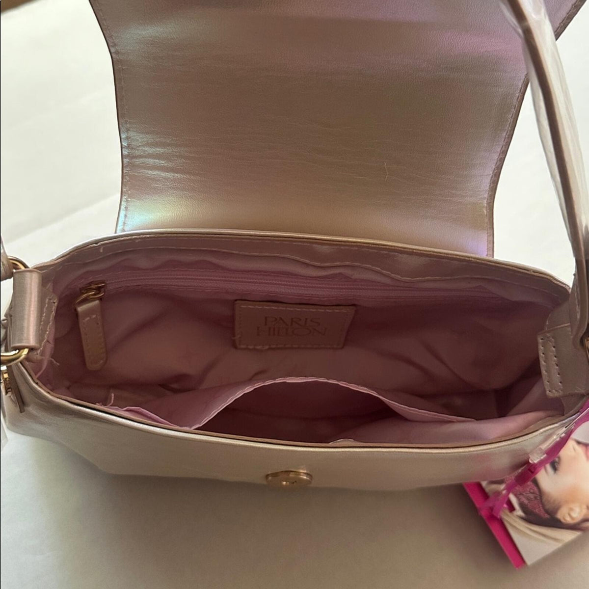 Paris Hilton Iridescent White Shoulder Bag with Heart Detail - New with Tags