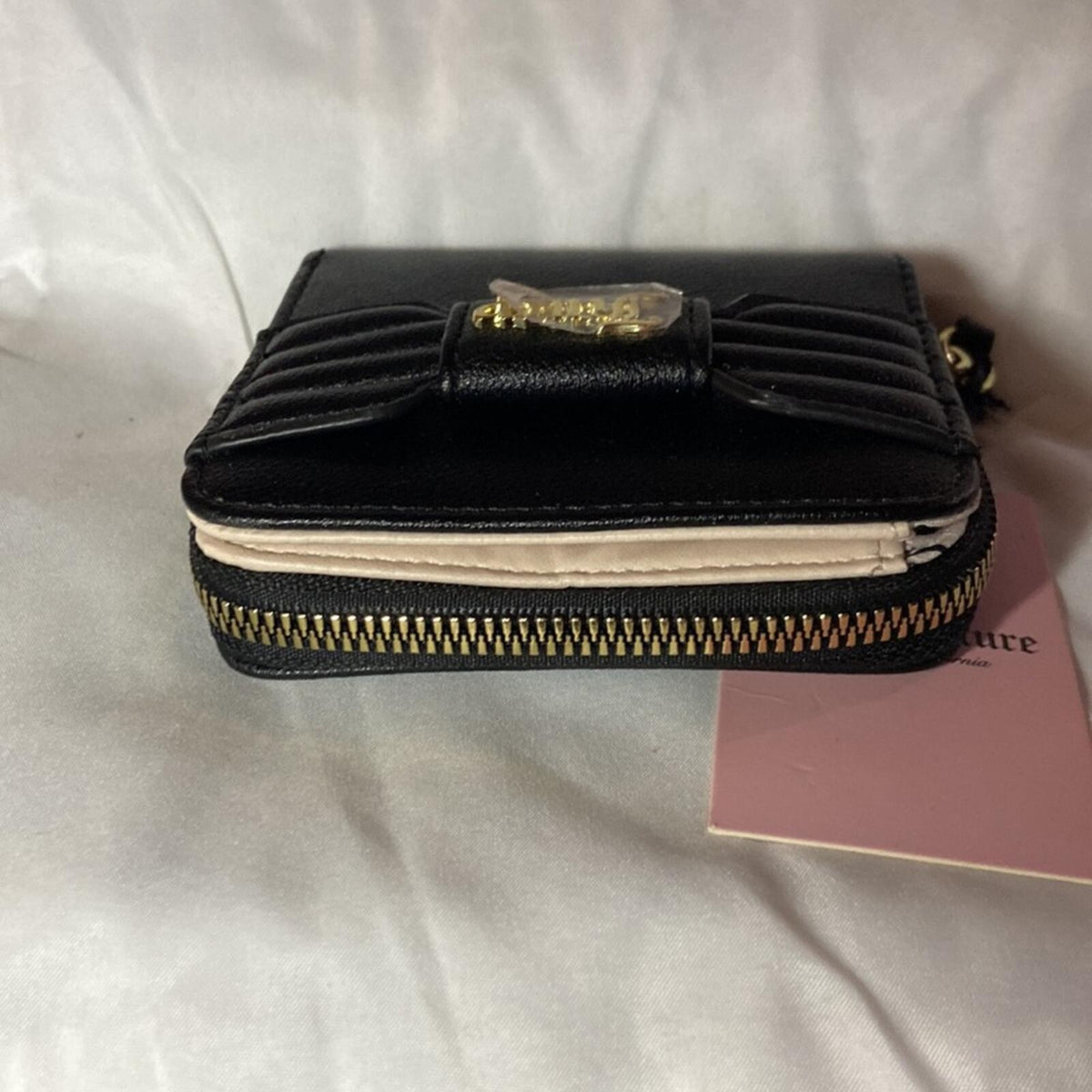 Juicy Couture Black Zip Around Wallet with Gold Bow Accent - New with Tags