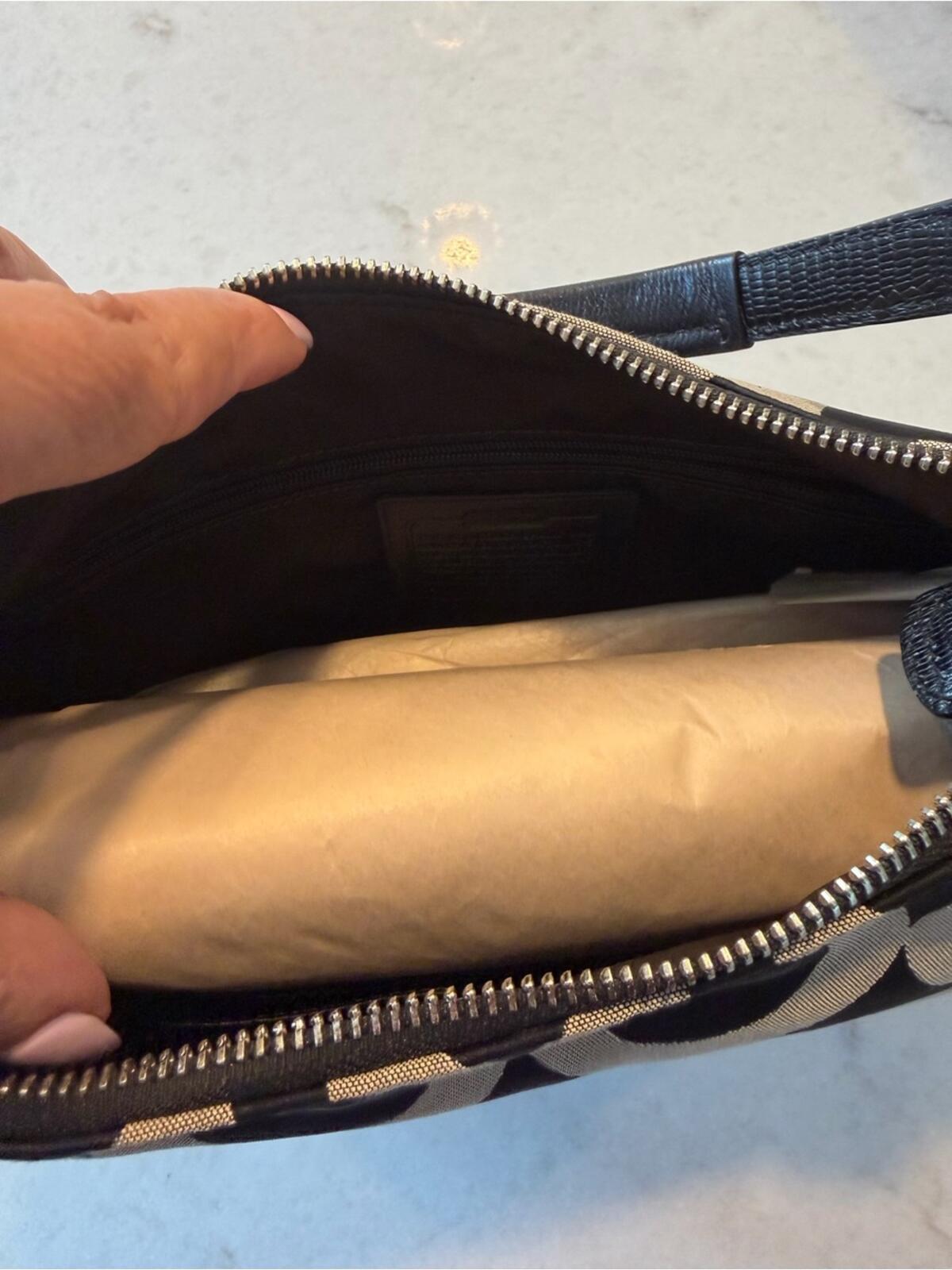 Coach Hamptons Brown Signature Canvas Hobo Shoulder Bag