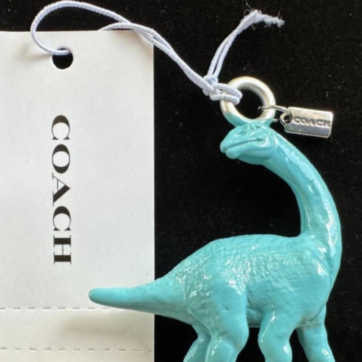 COACH Brachiosaurus Blue Dinosaur Enamel Bag Charm Keychain NWT discontinued