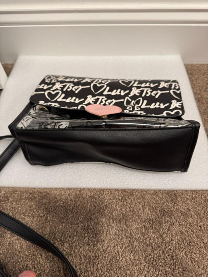 Betsey Johnson Black and White Luv Betsey Heart Crossbody Bag