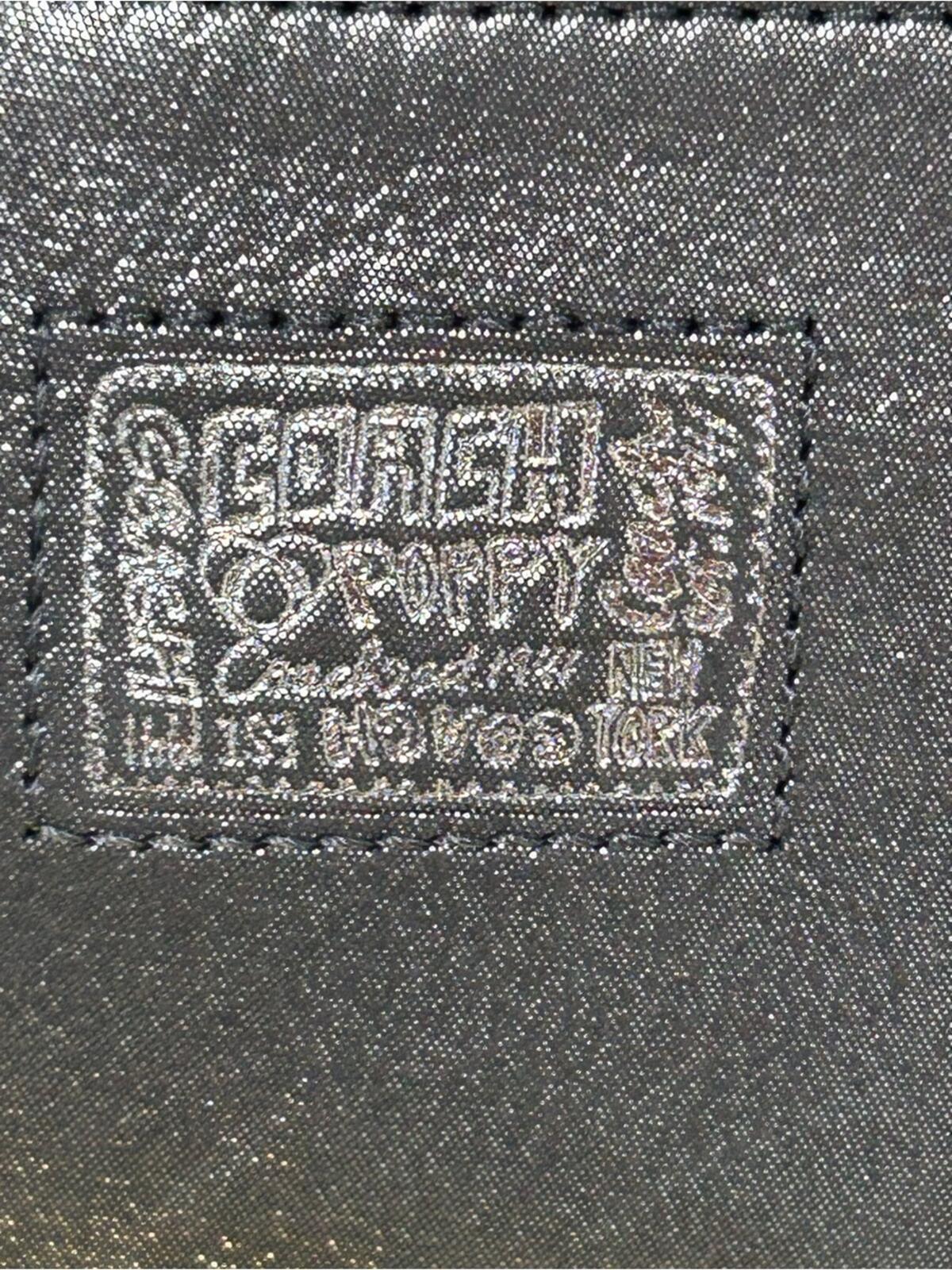 Coach Poppy Metallic Silver Wristlet Gold Accent NWT