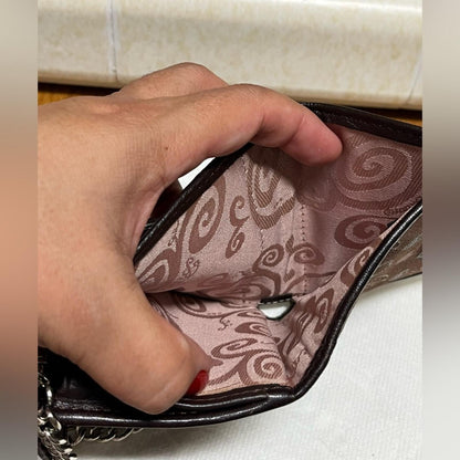 Brighton Brown leather  Heart Pattern small crossbody EUC