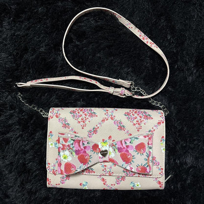 Betsey Johnson Pink Floral Crossbody Bag with Bow Accent - Y2K Style