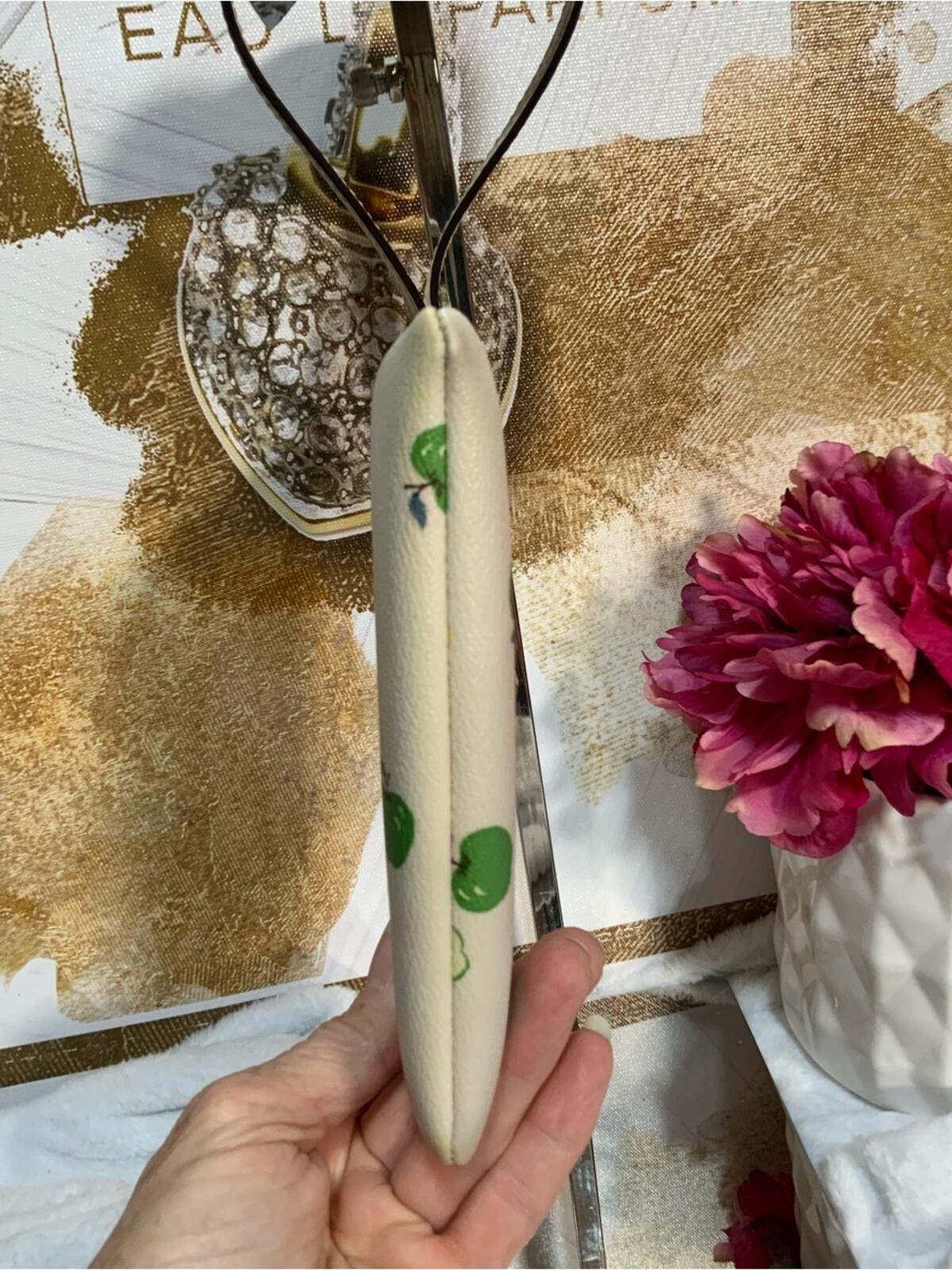 Coach Cream Apple Print Zip Wristlet Wallet