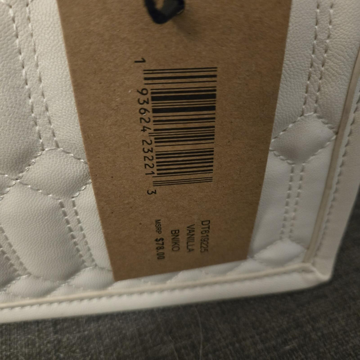 Steve Madden Vanilla White Quilted Tote Bag with Detachable Straps