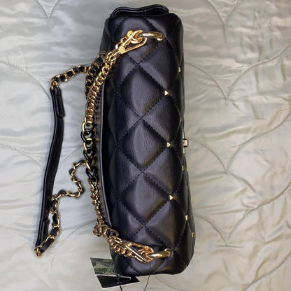 Badgley Mischka Black Crossbody Bag with Diamond Quilted & Studded Design