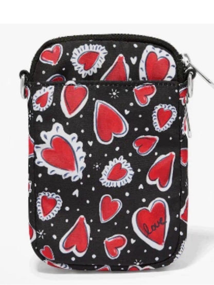 Brighton Hearts A Flutter
Crossbody Utility Bag Black
Red Adjustable Strap