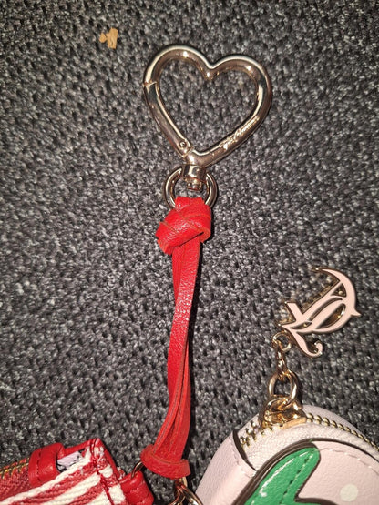 EXCLUSIVE Juicy Couture Red Stripe Wallet strawberry coin purse w charm