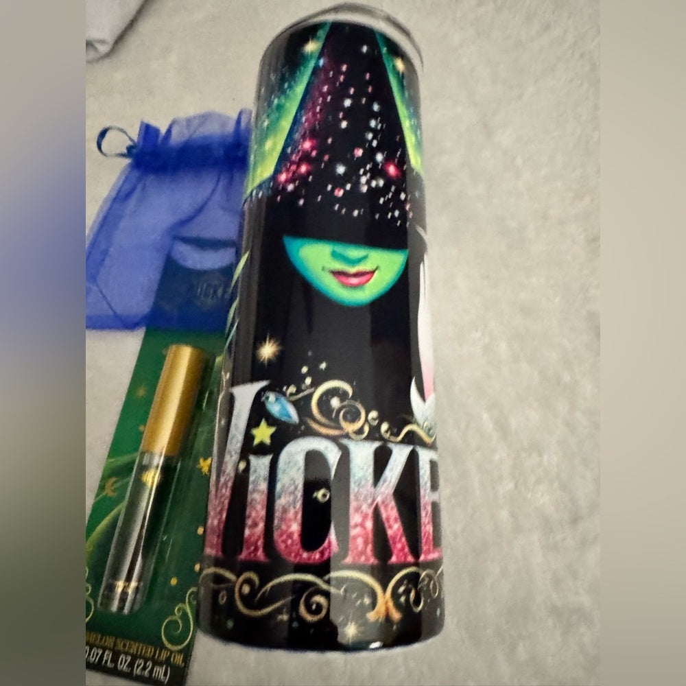 Wicked Musical Themed Party Decor Set with Bag, Lip Oil, and Tumbler nwot