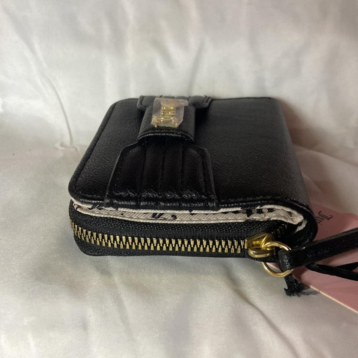Juicy Couture Black Zip Around Wallet with Gold Bow Accent - New with Tags