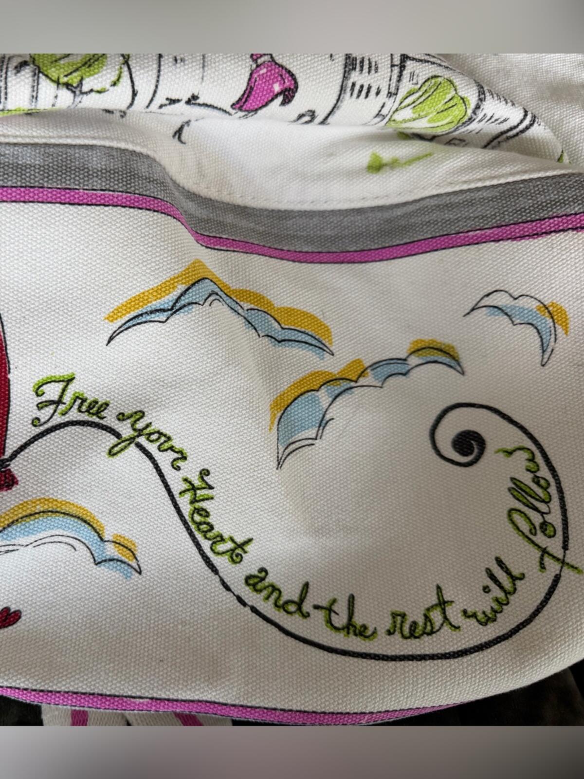 Brighton 'Follow Your Heart' Canvas Tote Bag with Paris Artwork dots