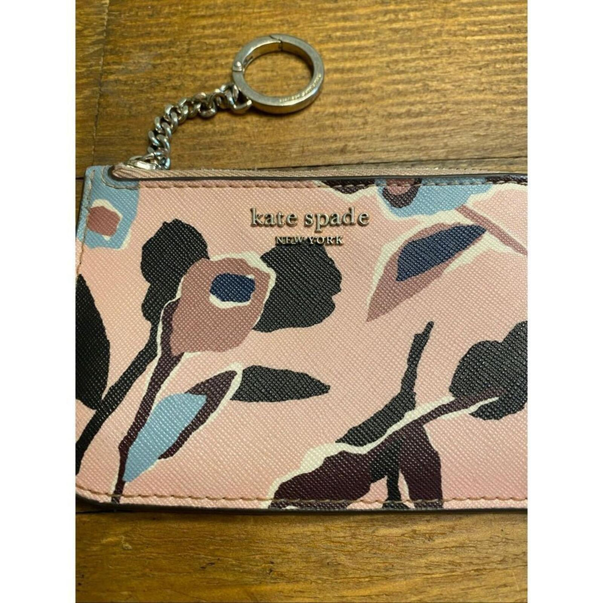 Kate Spade Cameron Paper Rose Card Holder Key blush pink floral Vintage