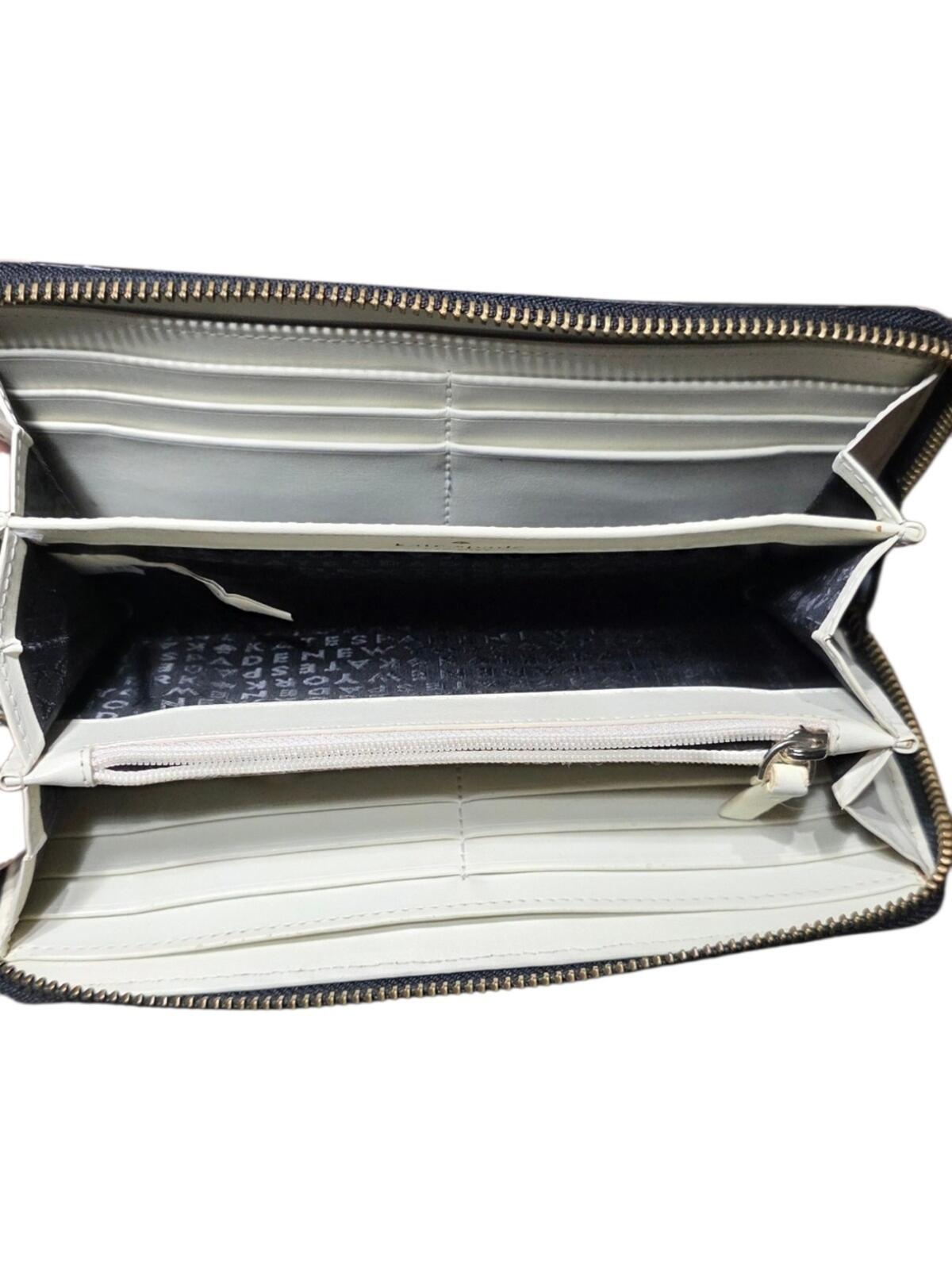 Kate Spade Grant Street Neda Floral Zip Around Continental Wallet Black White