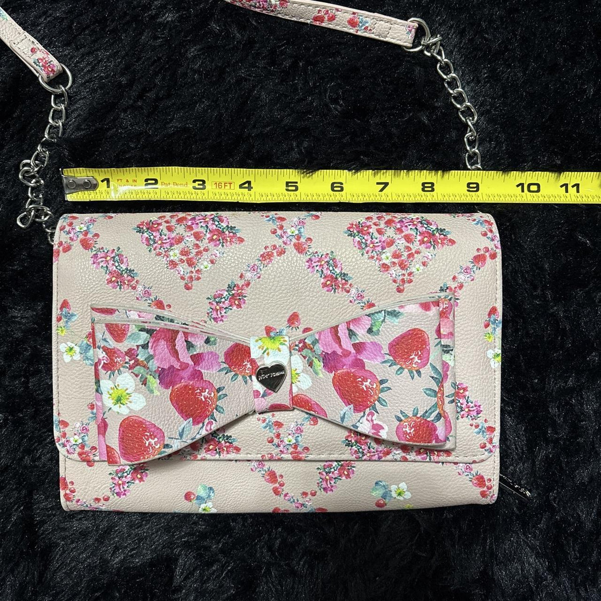 Betsey Johnson Pink Floral Crossbody Bag with Bow Accent - Y2K Style