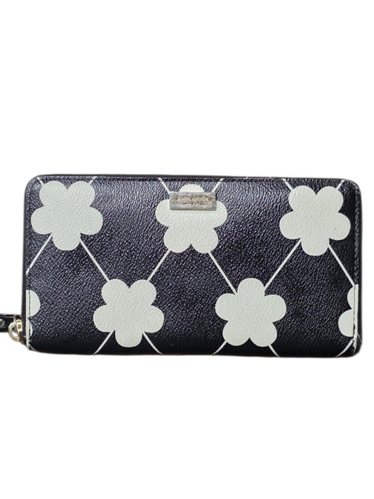 Kate Spade Grant Street Neda Floral Zip Around Continental Wallet Black White