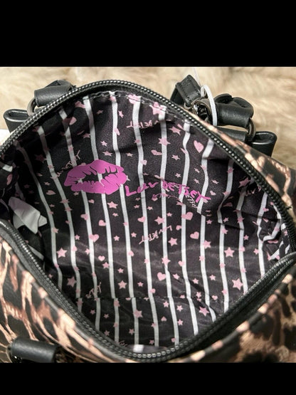 NWT Betsey Johnson Luv Betsey Leopard Mini Satchel Crossbody Bow Heart Bag