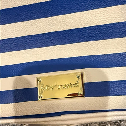 Betsey Johnson Striped Navy & White Crossbody Bag with Red Bow Accent purse