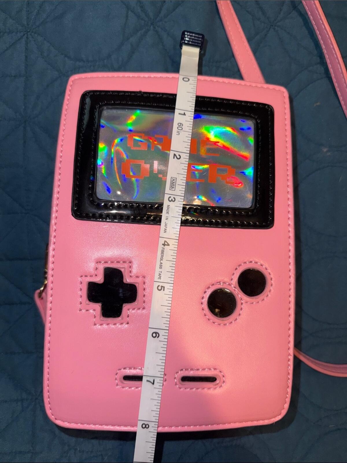 Custom Brand Pink Gamer Console Crossbody Bag with Holographic Screen - Y2K Chic