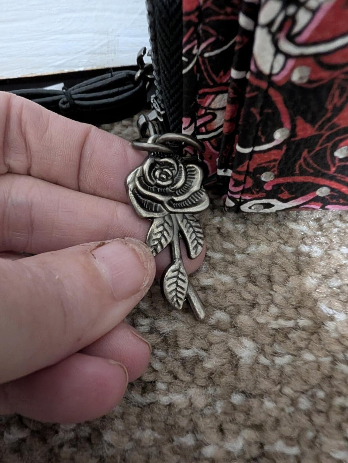 NWT Ed Hardy Black Wallet with Red Floral & Skull Print
