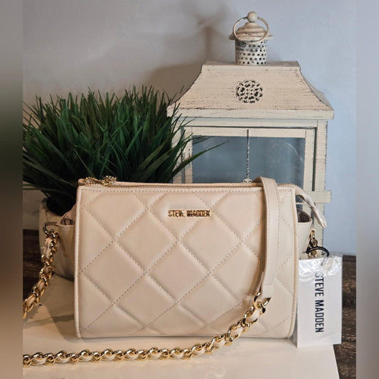 NWT Steve Madden Blexi Quilted Crossbody – Cream & Gold (Rare/Sold Out)