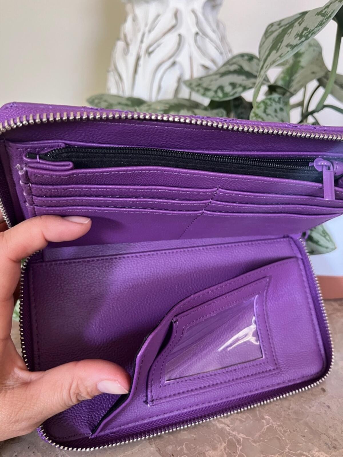 Betsey Johnson Vibrant Purple Quilted Heart Wristlet