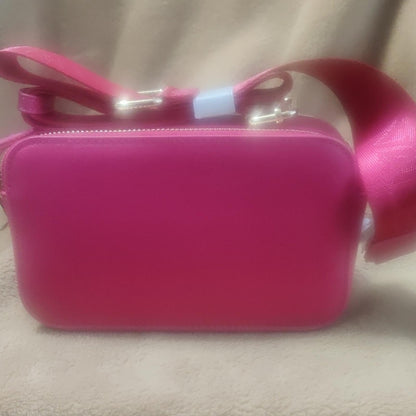 Valentino Orlandi Hot Pink Studded Double Zip Camera Crossbody Bag NWT