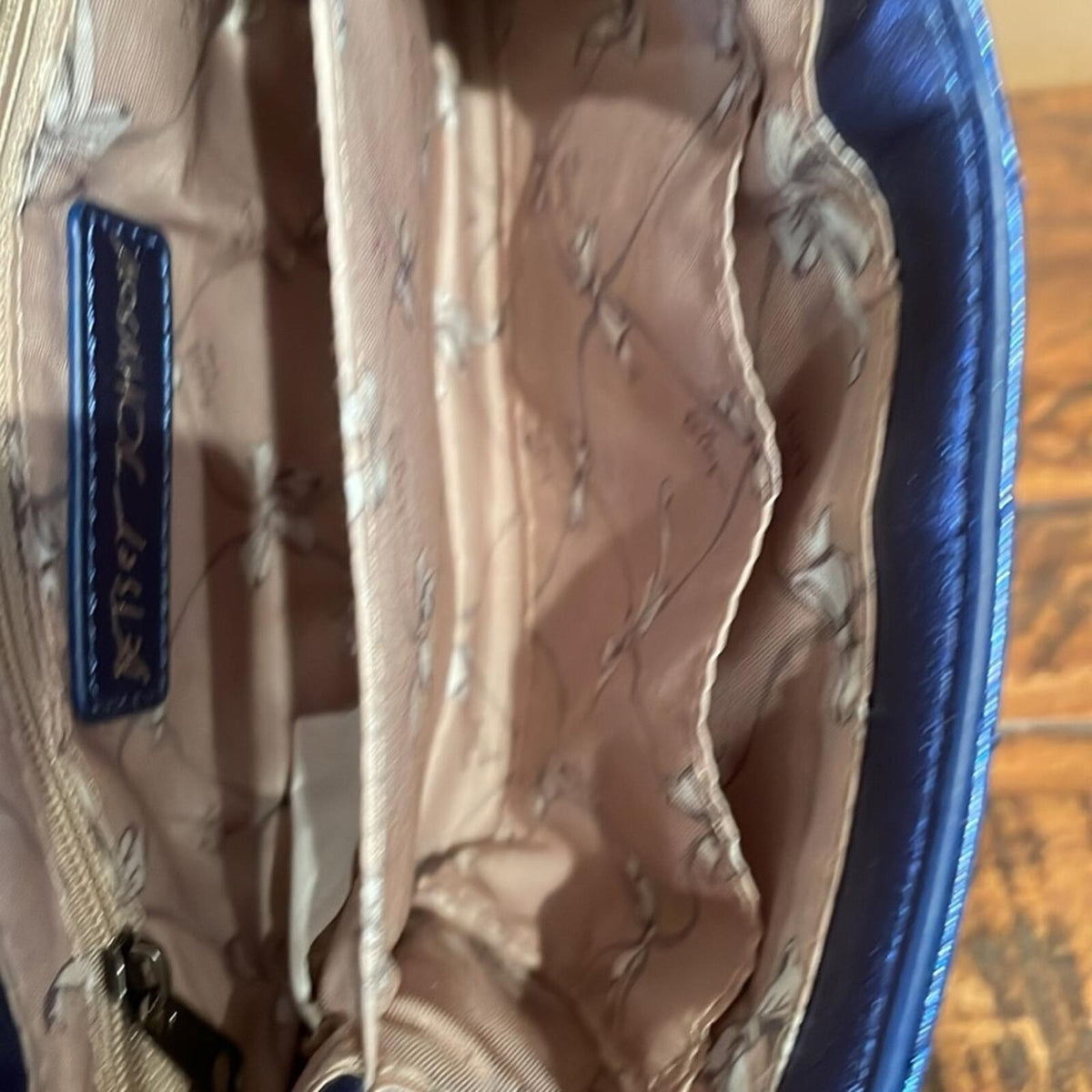 Betsey Johnson Blue Quilted Heart Crossbody Bag with Chain Strap