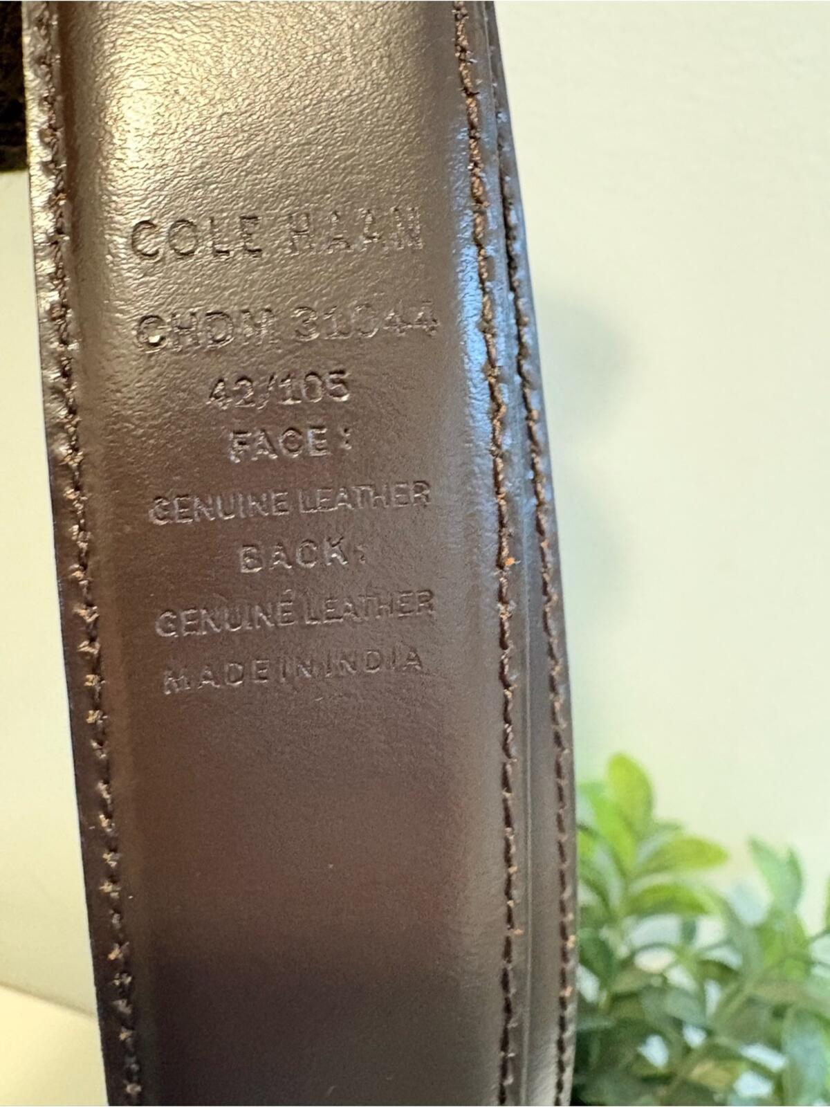 NWOT Cole Haan Reversible Leather Belt with Silver Buckle