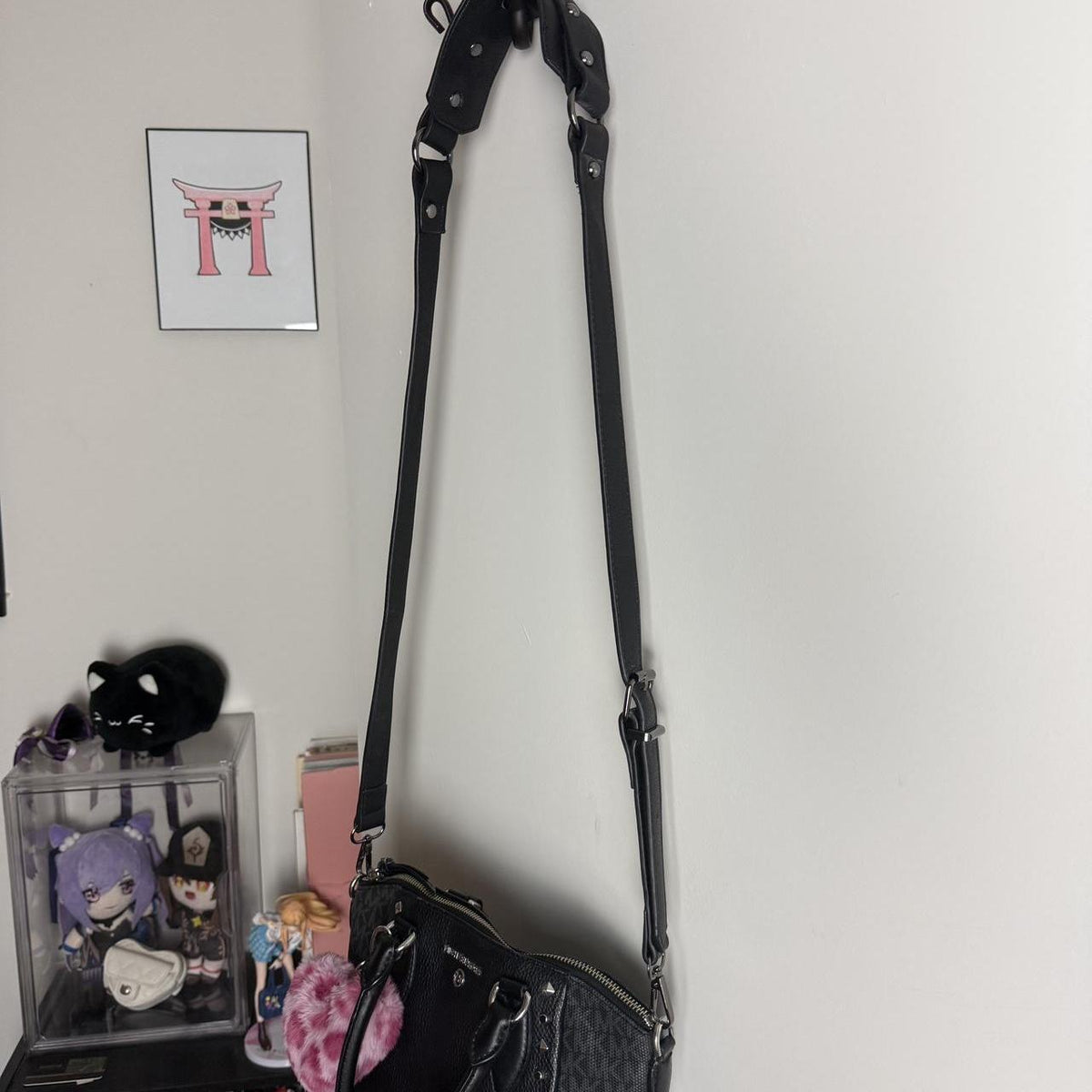 KILLSTAR Black faux leather studded crossbody bag strap. STRAP ONLY, NO