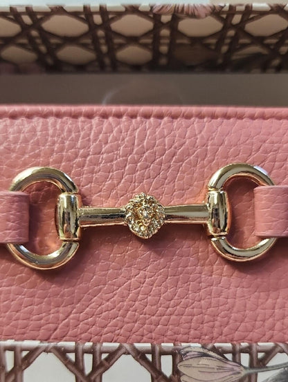 Anne Klein Rose Pink Horsebit Wallet Gold Hardware Quiet Luxury NWT