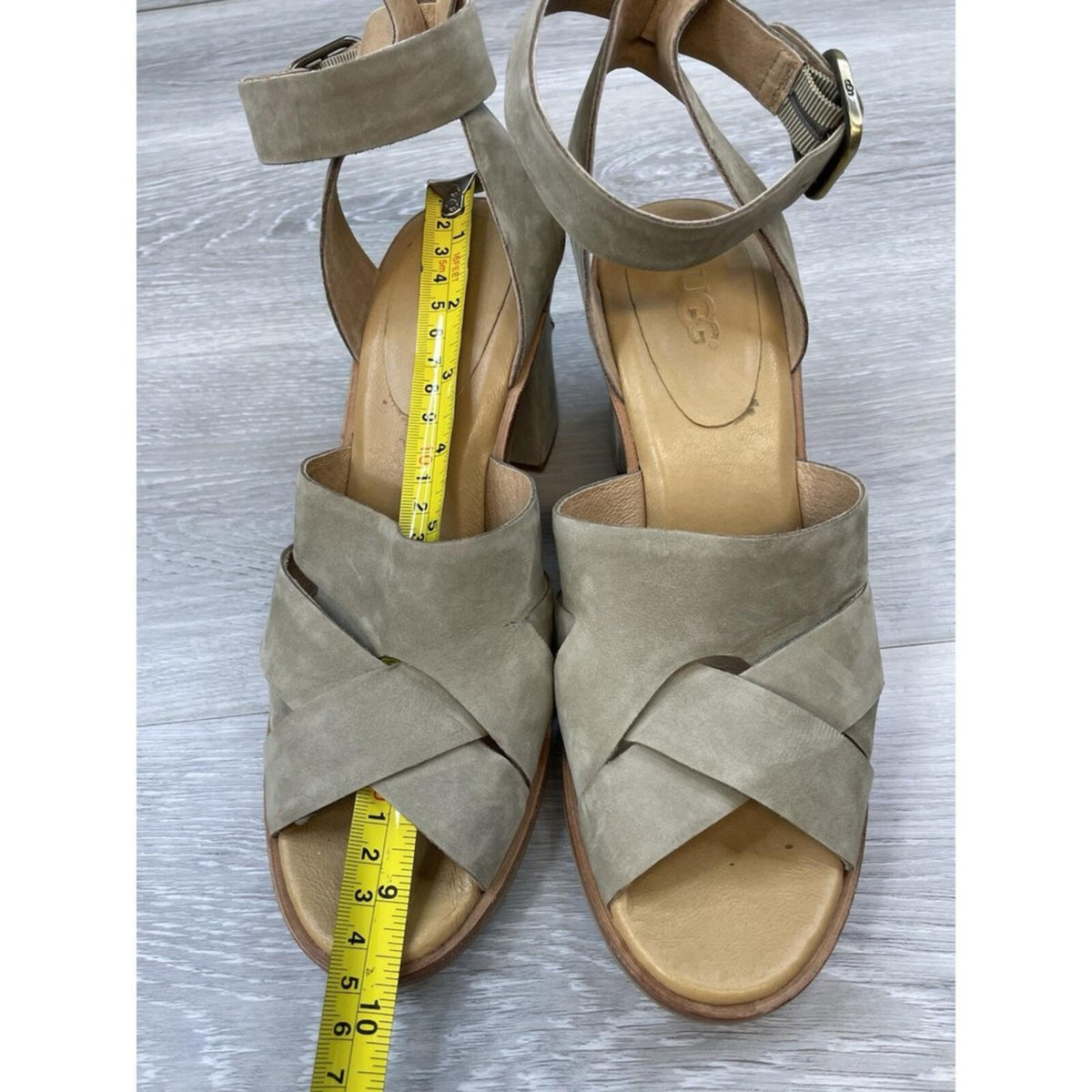 UGG Women's Tan Suede Block Heel Sandals - Boho Summer Style Size 8.5