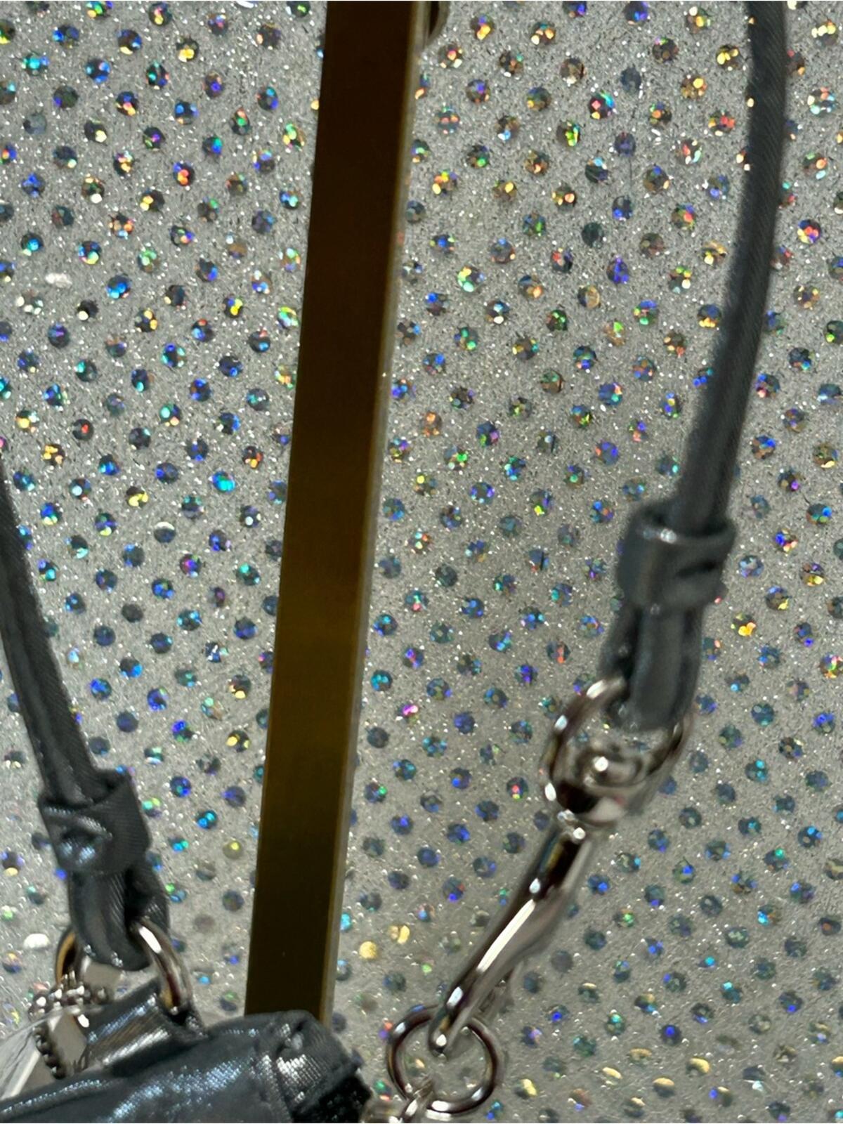 Coach Poppy Metallic Silver Wristlet Gold Accent NWT