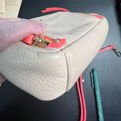 Kate Spade Fairmount Square Monday Taupe Coral Crossbody Bag Purse