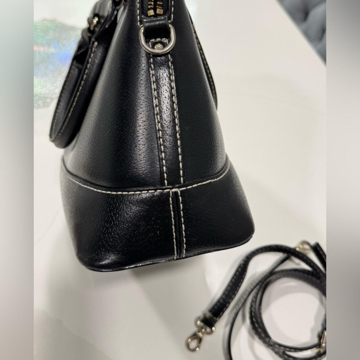 Kate Spade Wellesley Rachelle Pebbled Leather Satchel Bag Black Pink Lining