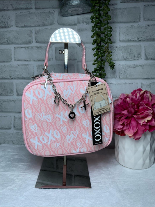 XOXO Pink and White XOXO Print Top Handle Handbag