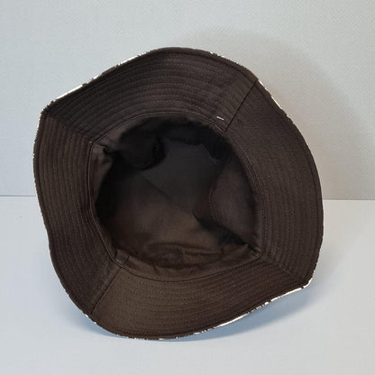 Eldra Reversible Black and White Palm Print Cotton Bucket Hat with Wired Brim