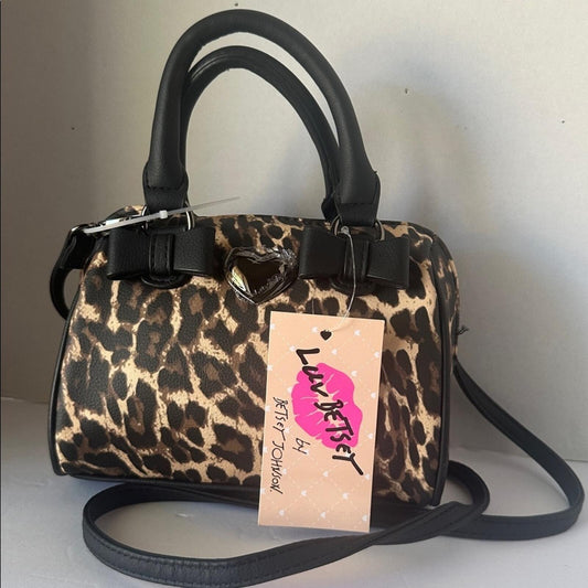 NWTRare Luv Betsey Johnson Leopard Print Mini Barrel Bag