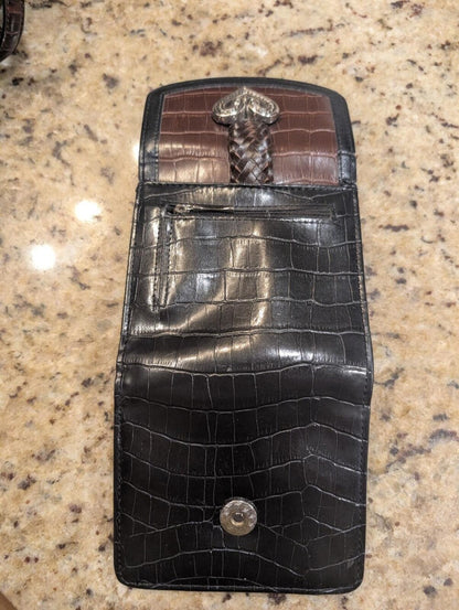 Brighton Black Leather Shoulder Bag with Matching Wallet