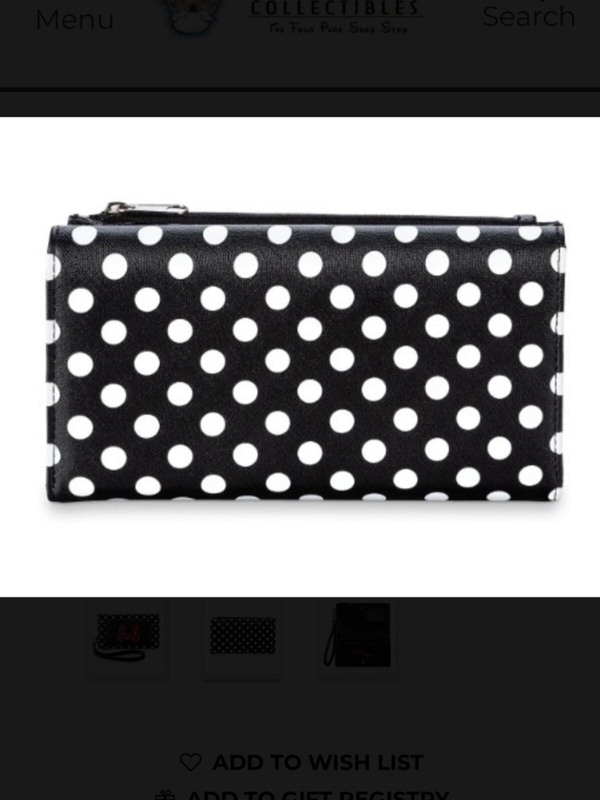 Disney Minnie Mouse Polka Dot Wristlet Wallet Red Bow NWT