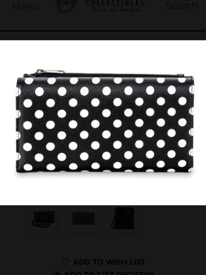Disney Minnie Mouse Polka Dot Wristlet Wallet Red Bow NWT