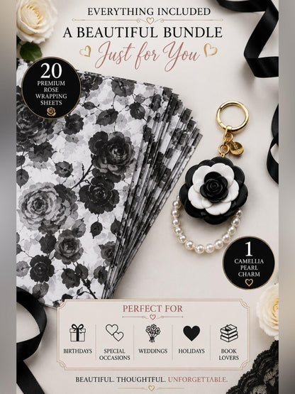 Dark Romance Gift Wrap Bundle 20 Rose Sheets Purse Charm Keychain