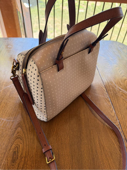 Fossil Rachel Satchel Cream Crossbody Leather Key Purse