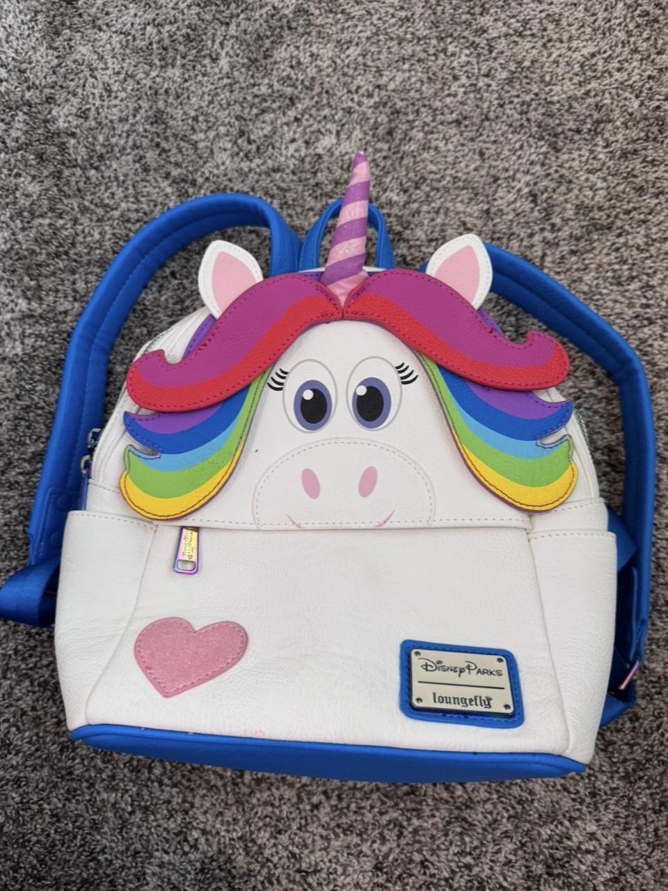 Disney Parks Loungefly Inside Out Rainbow Unicorn Backpack Headband Bundle