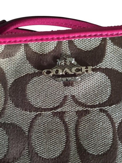 Coach Brown and Pink Signature Wristlet