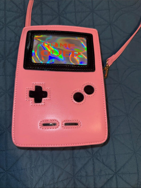 Custom Brand Pink Gamer Console Crossbody Bag with Holographic Screen - Y2K Chic