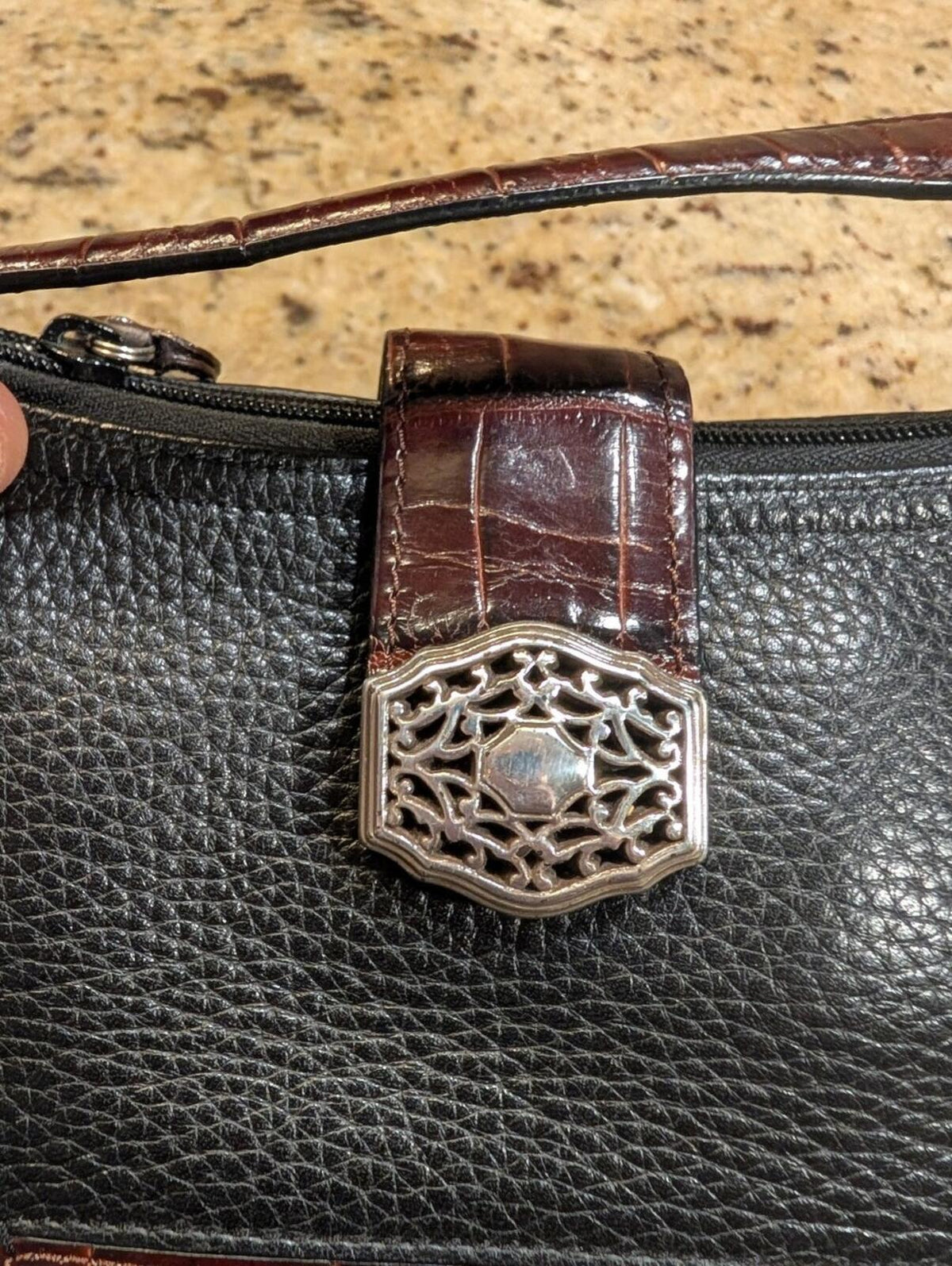 Brighton Black Leather Shoulder Bag with Matching Wallet