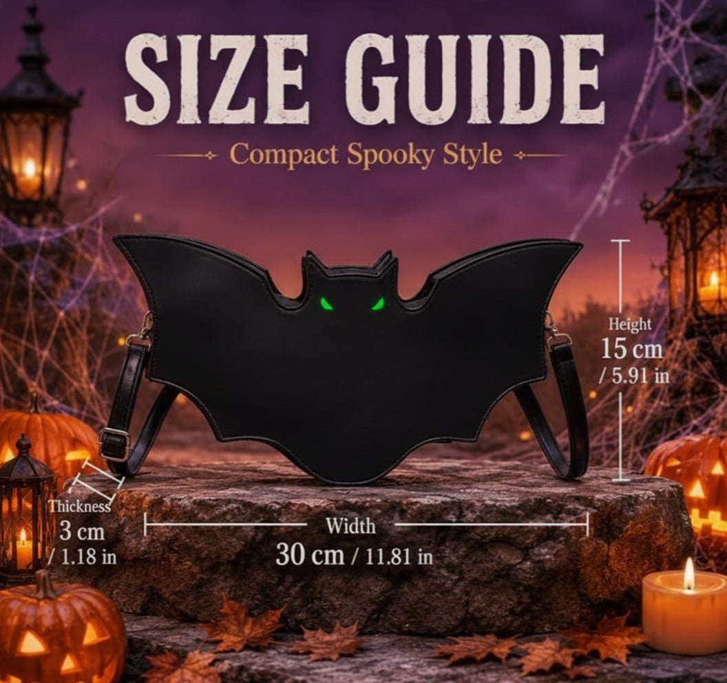 Halloween Bat Shoulder Crossbody Bag in Black Faux Leather